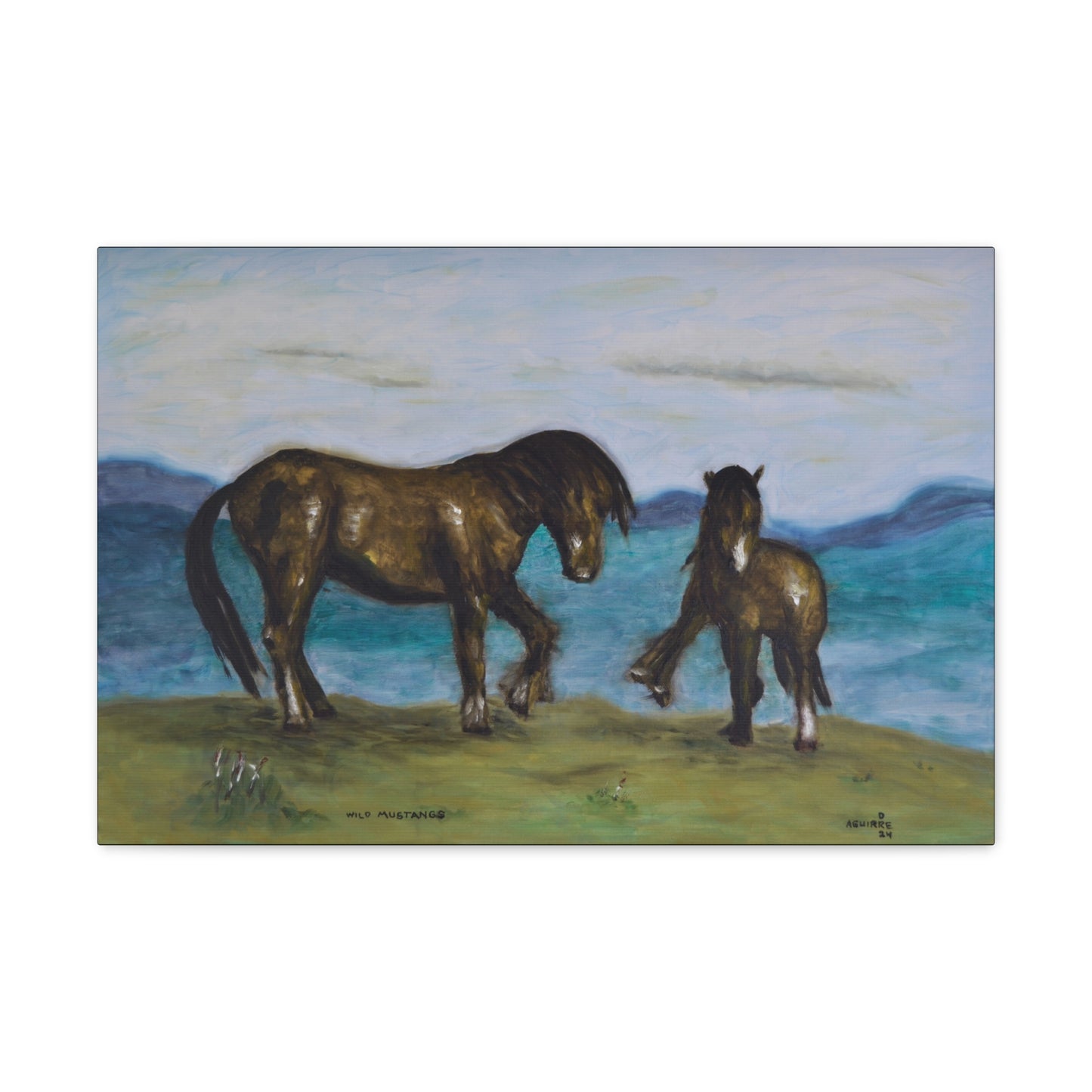 Wild Mustangs Giclee print on canvas