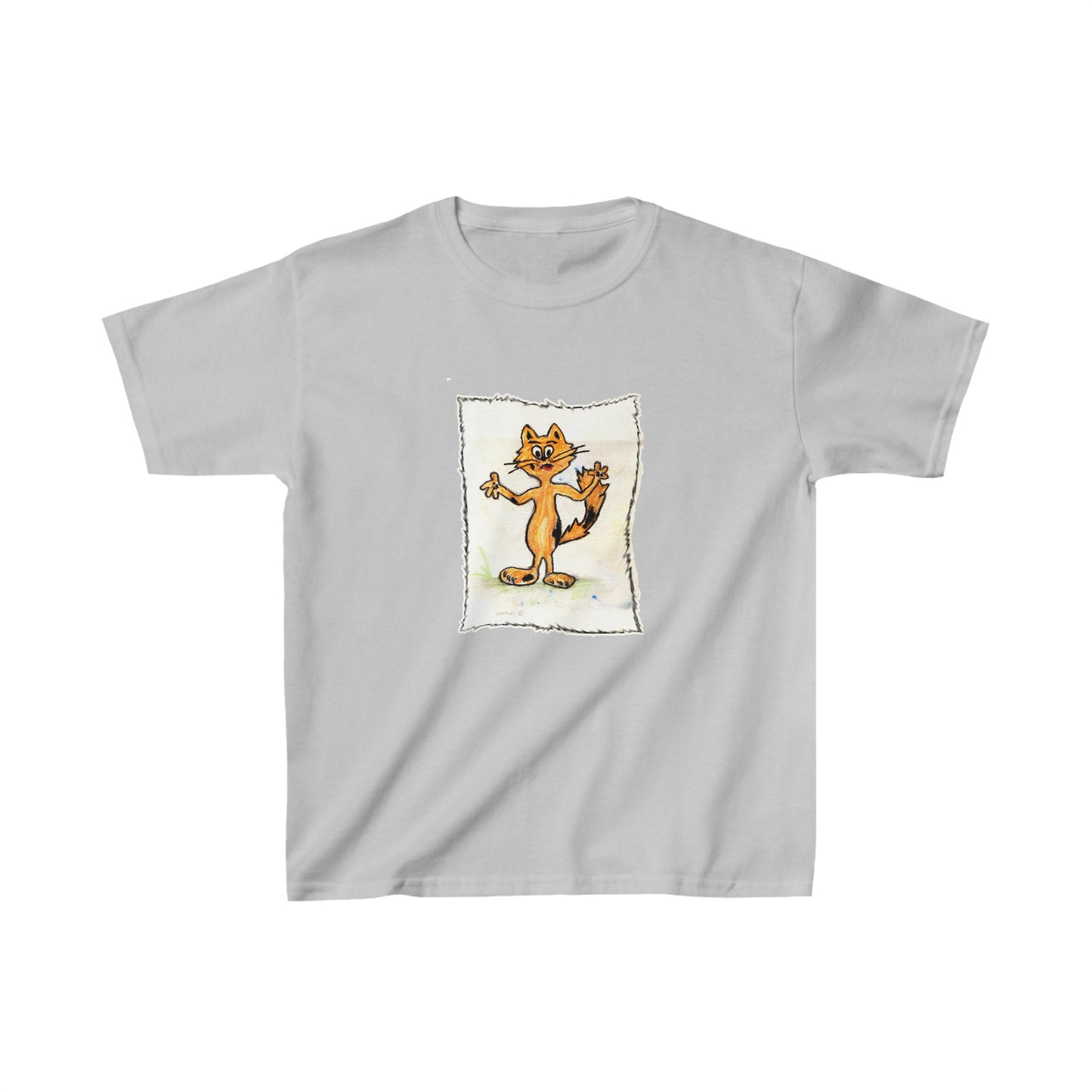 Cartoon cat Kids Heavy Cotton™ Tee ***Option to personalize name