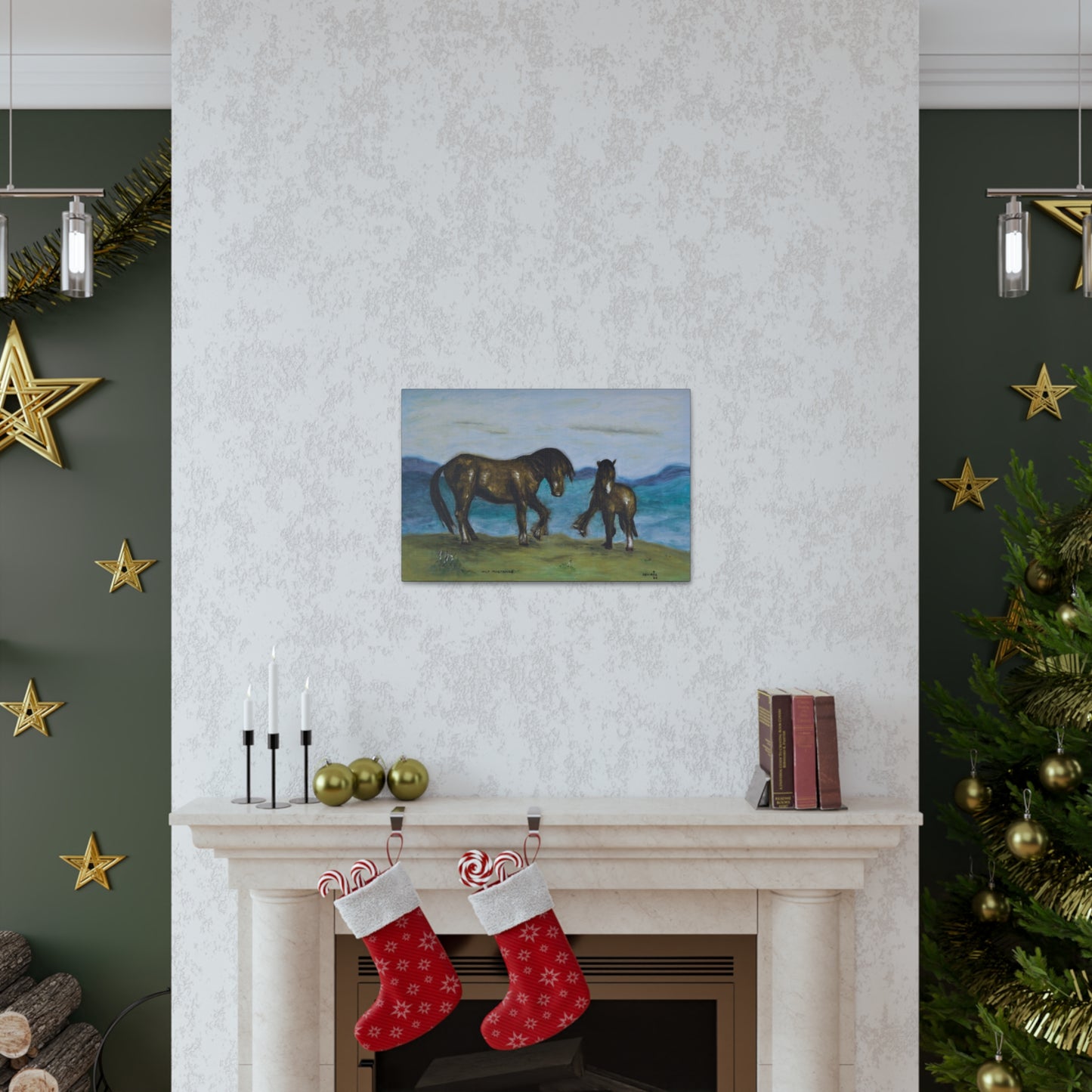 Wild Mustangs Giclee print on canvas