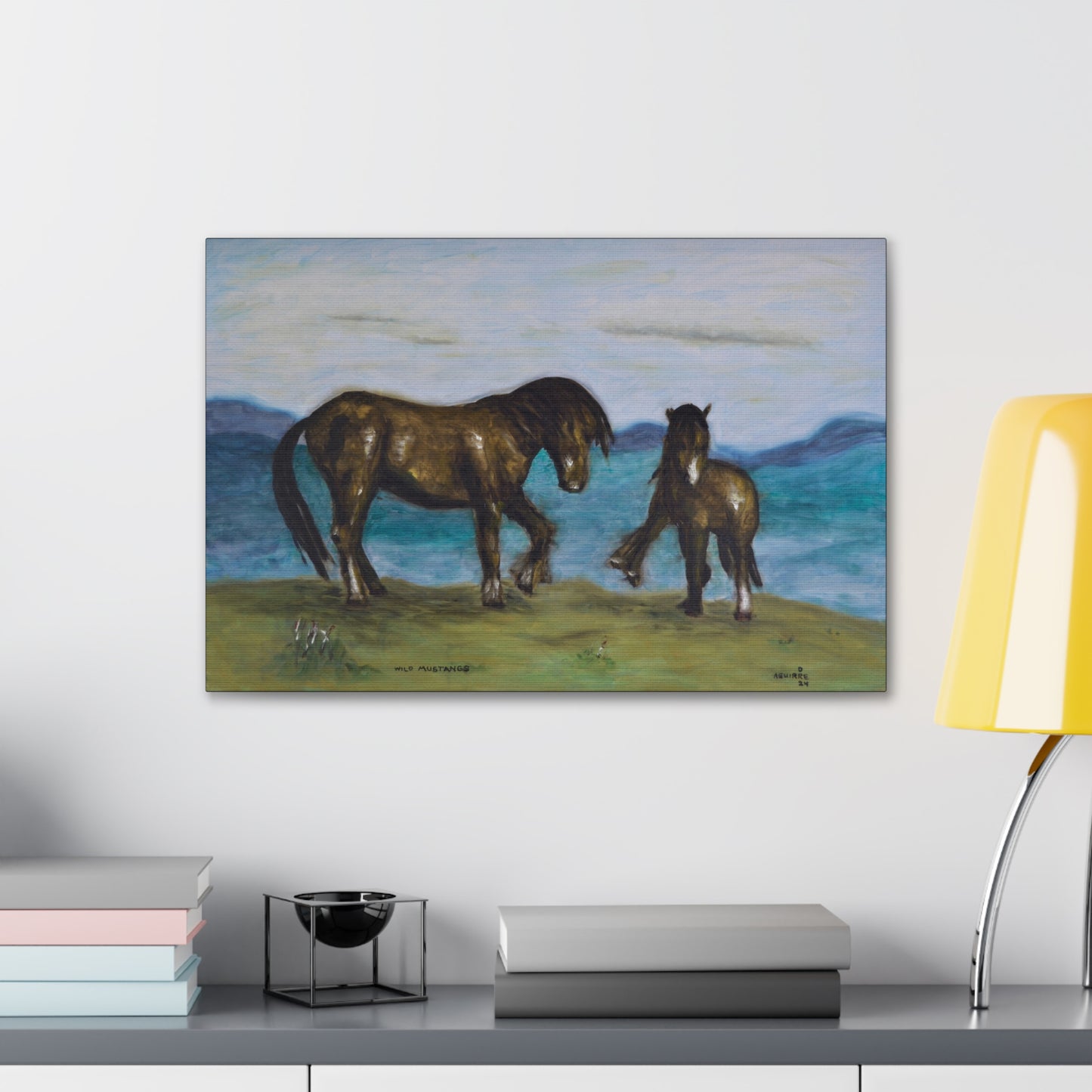 Wild Mustangs Giclee print on canvas