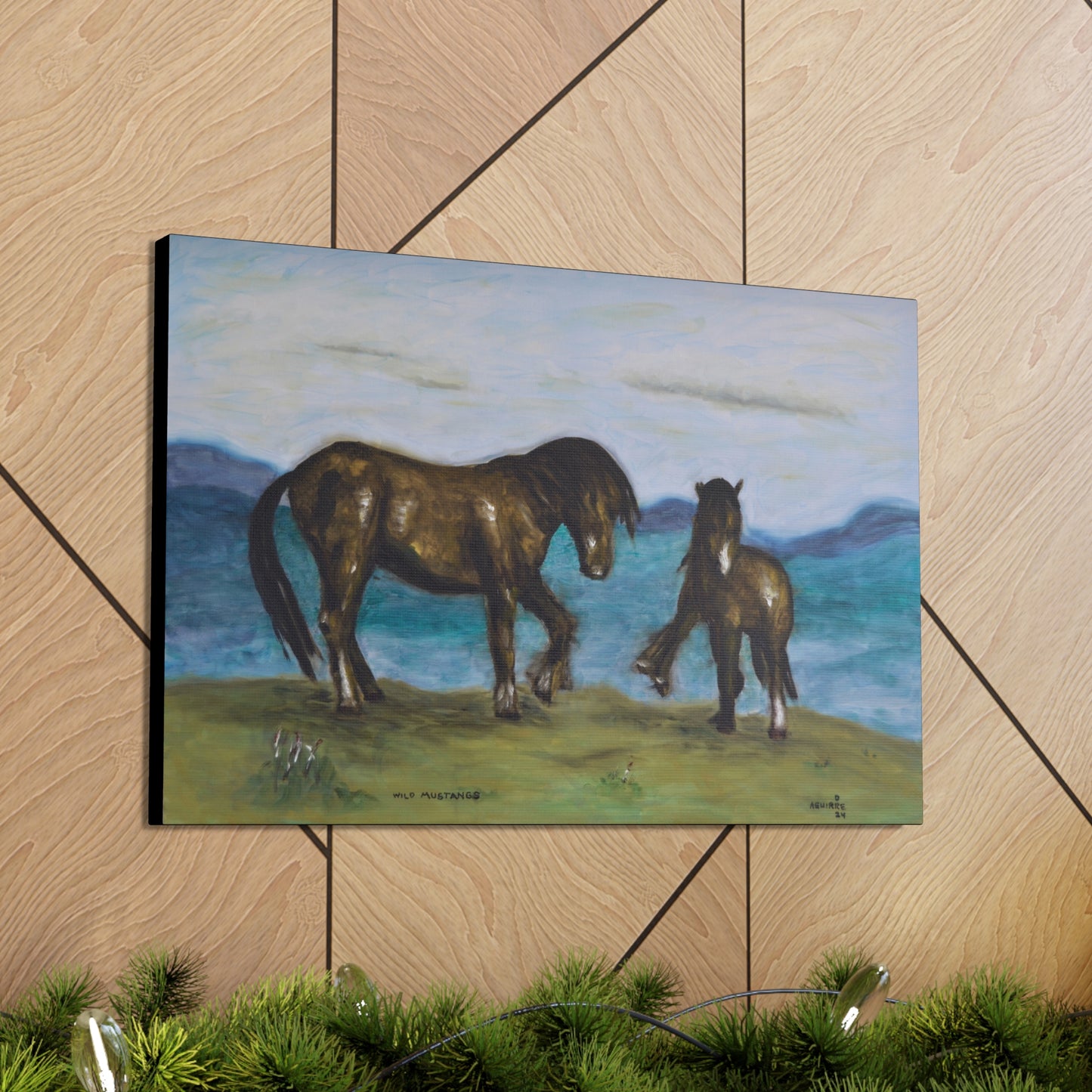 Wild Mustangs Giclee print on canvas