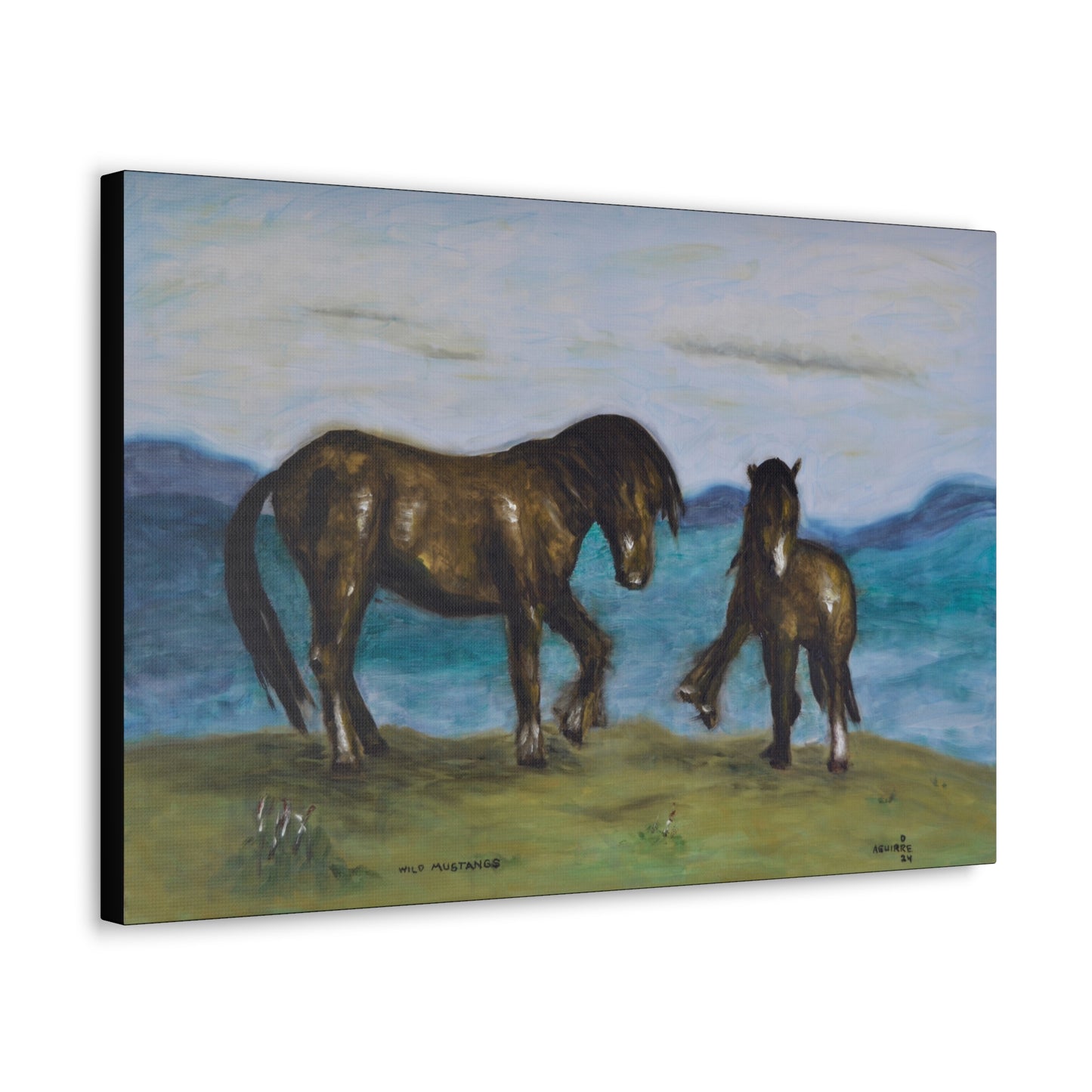 Wild Mustangs Giclee print on canvas