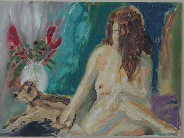 Girl with Dog Painting - oil Painting