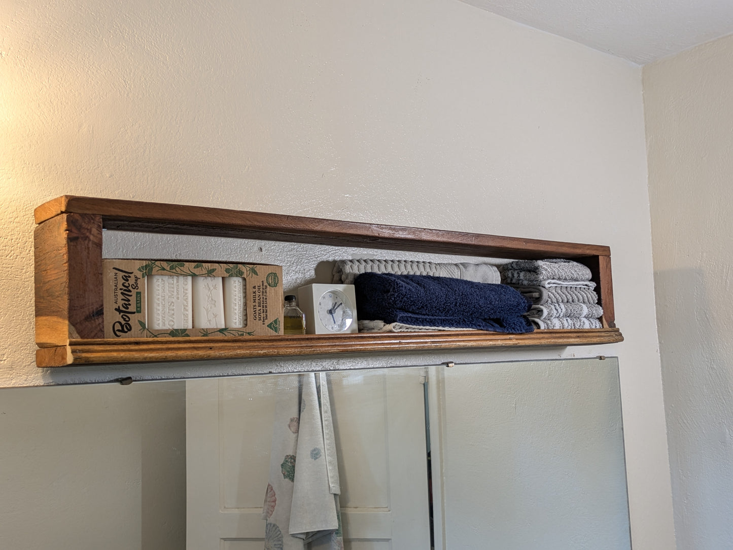 Rustic Recycled Reclaimed wood shelf bathroom storage USA