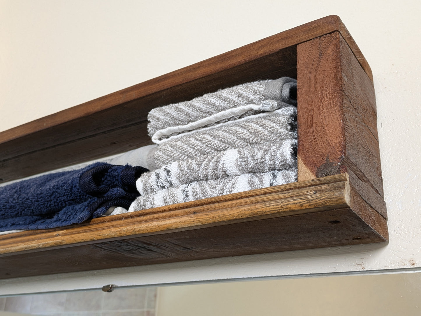 Rustic Recycled Reclaimed wood shelf bathroom storage USA