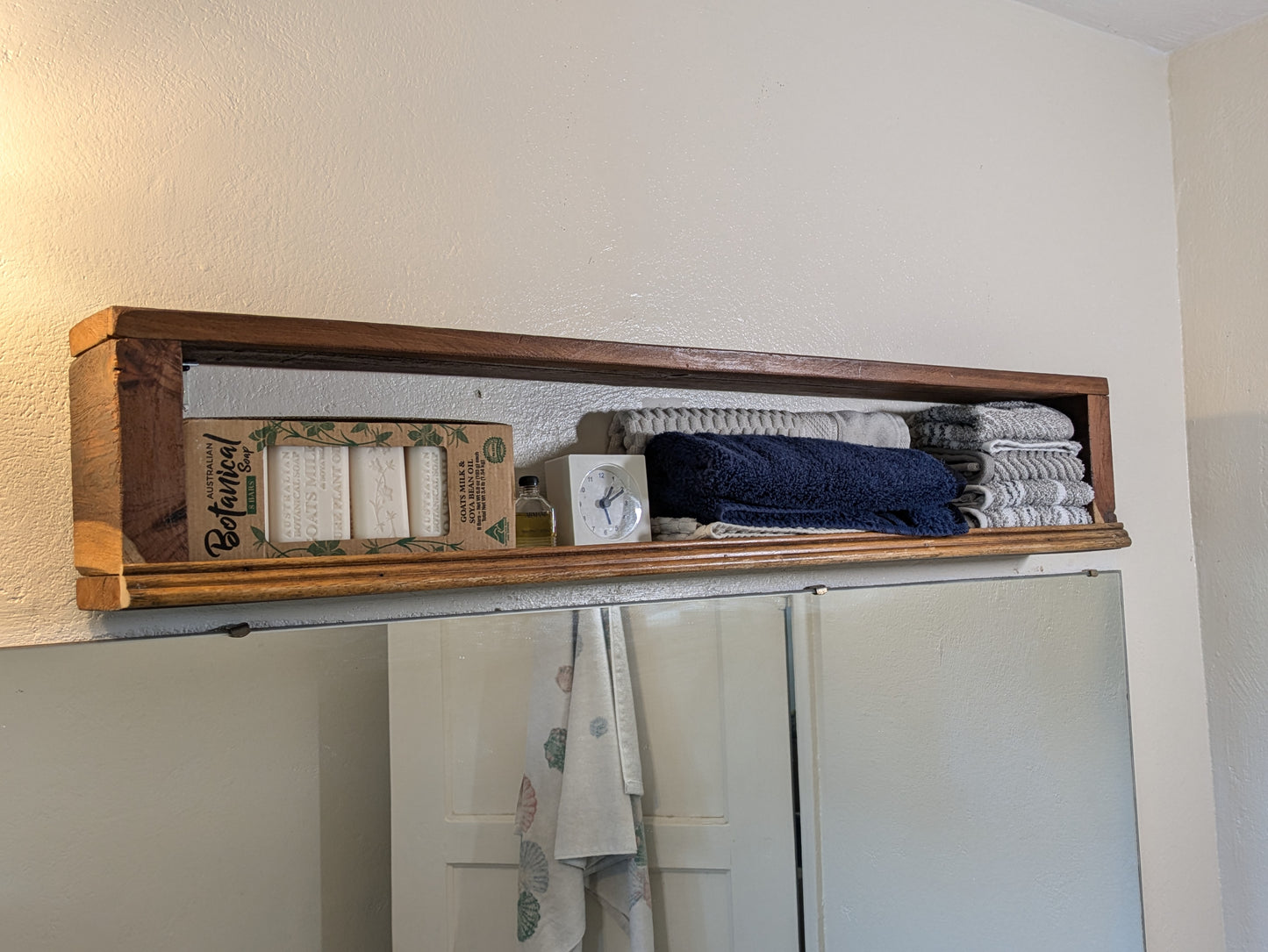 Rustic Recycled Reclaimed wood shelf bathroom storage USA