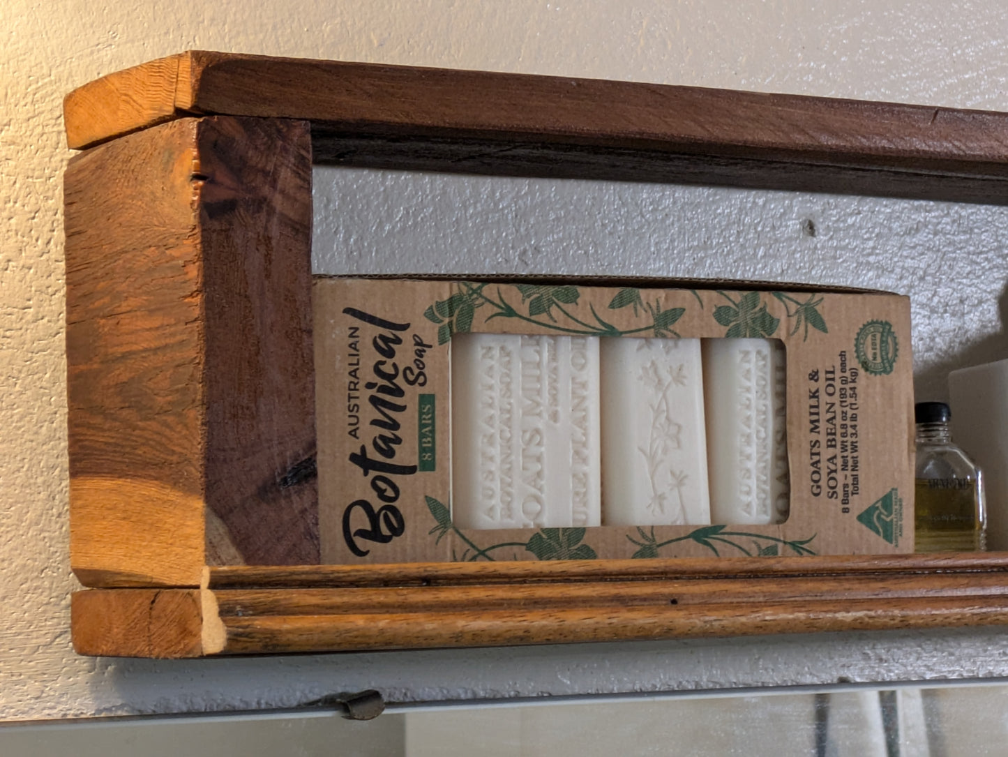 Rustic Recycled Reclaimed wood shelf bathroom storage USA