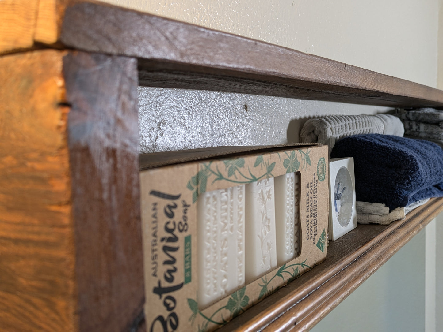 Rustic Recycled Reclaimed wood shelf bathroom storage USA