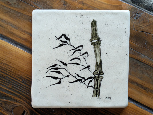 Painted Bamboo #1 Handcrafted Deco Tile