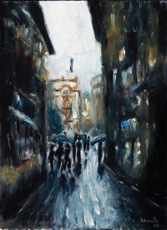 Italy dark ally Venice painting - oil