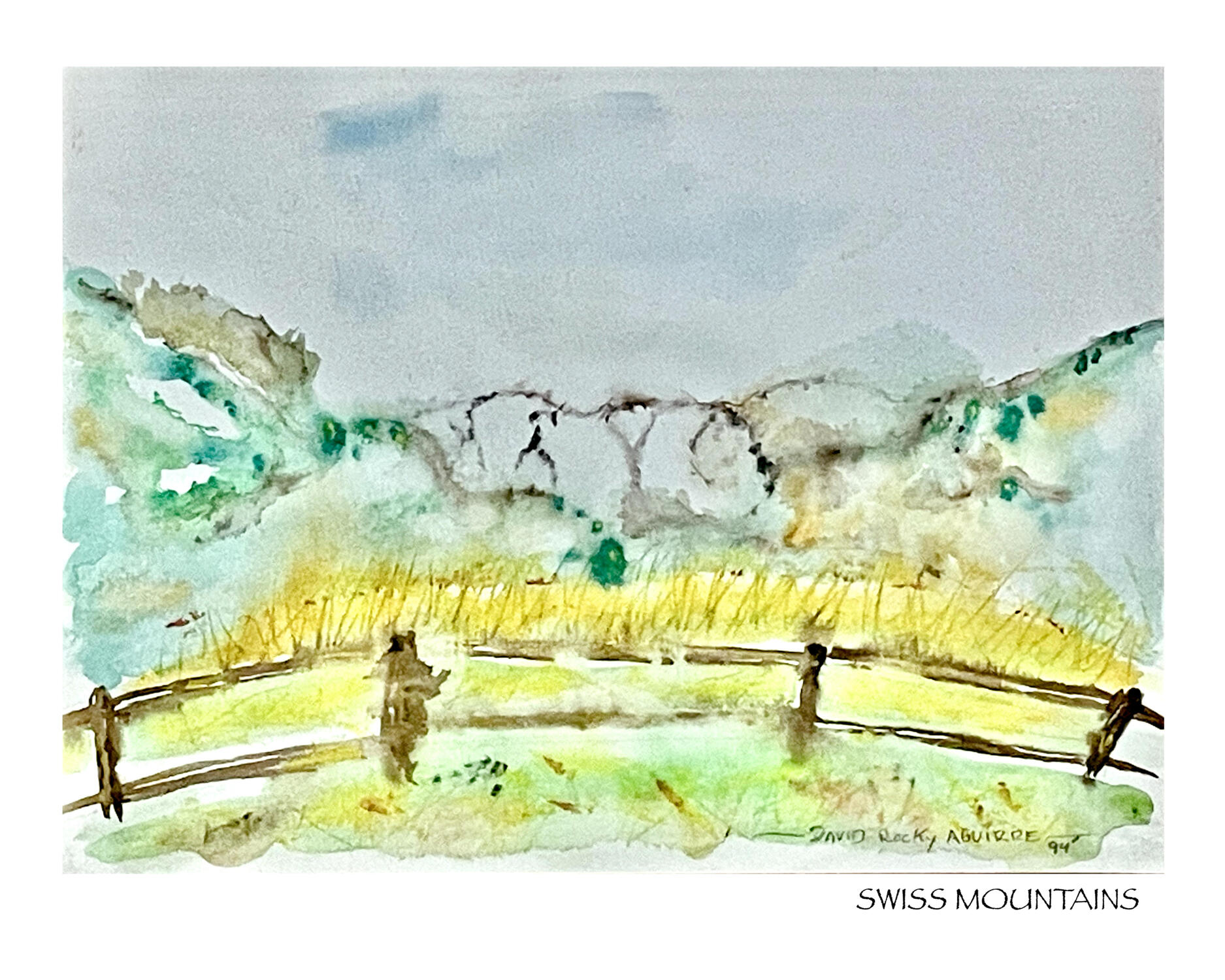 Print Swiss Mountains watercolor