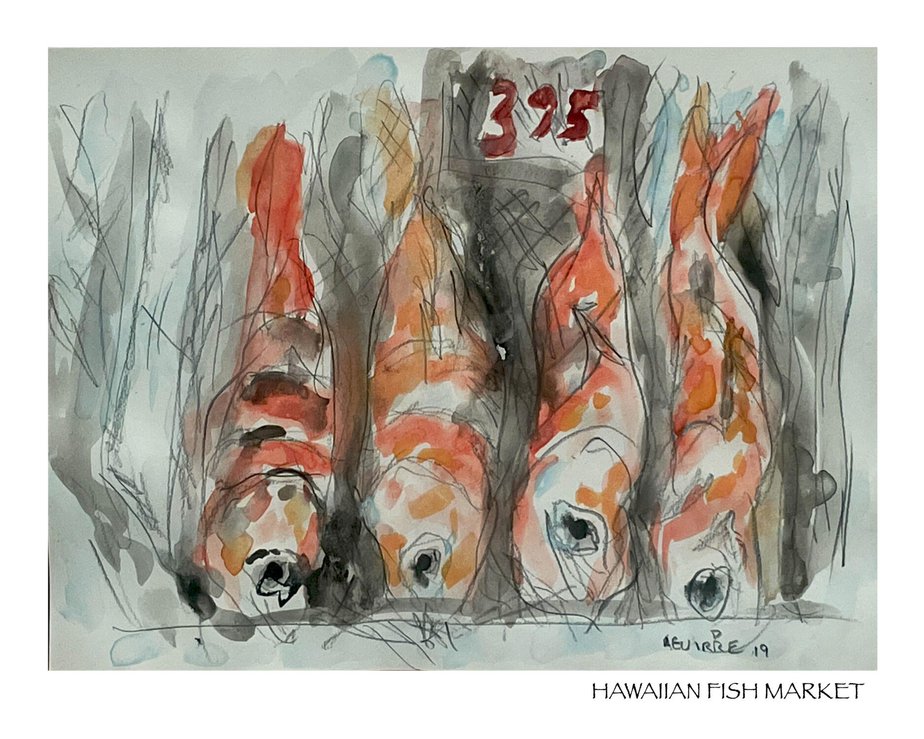 Hawaiian Fish Market print watercolor 16 x 20