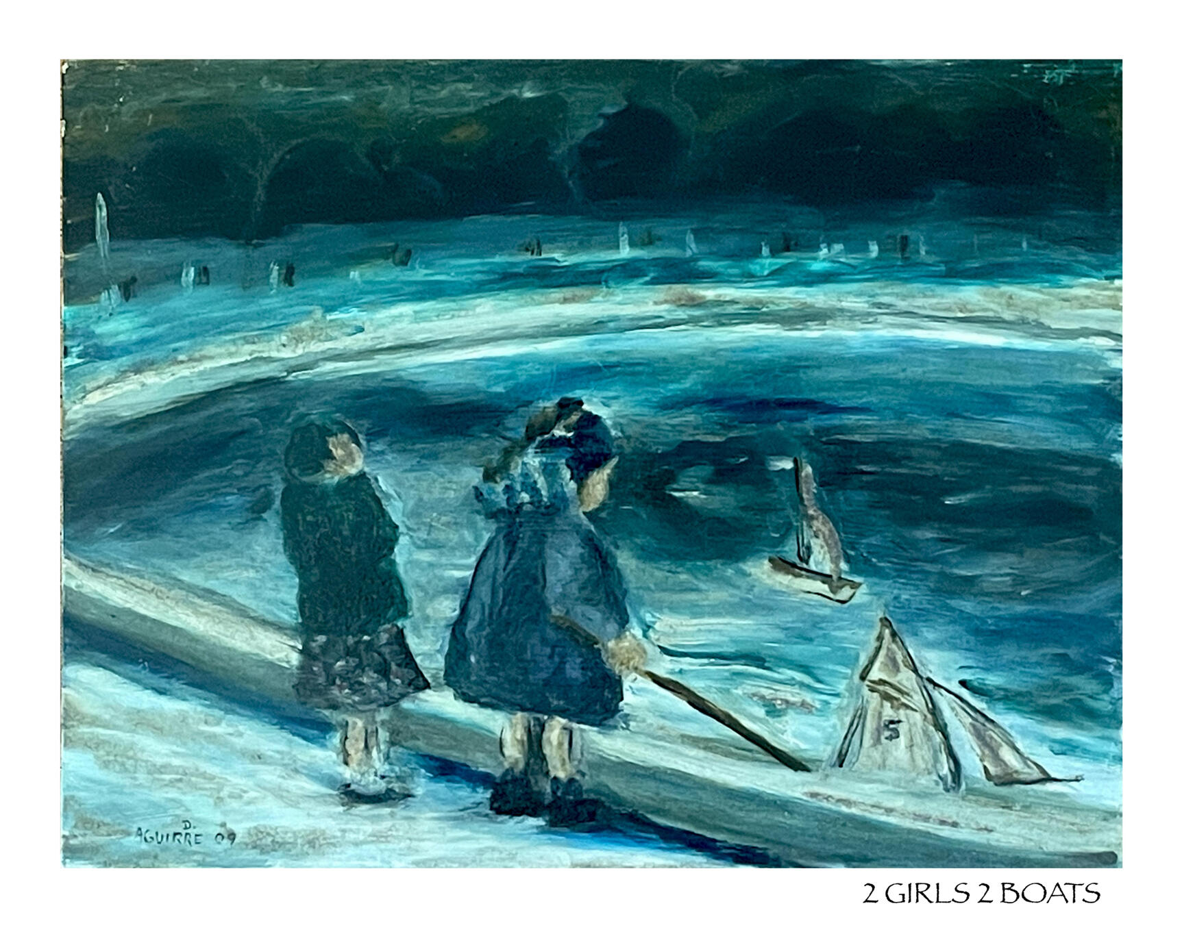 Print of painting 2 girls 2 boats