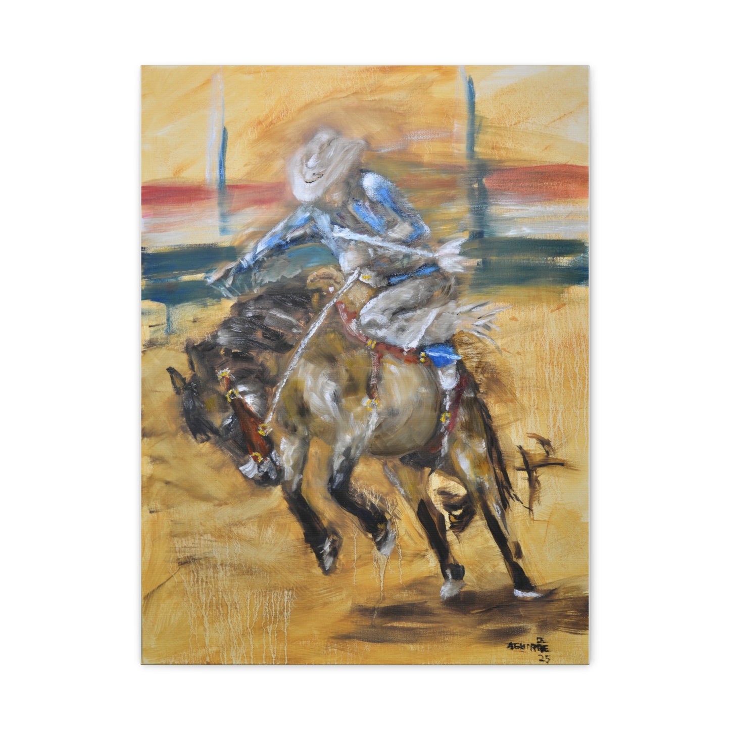 Rodeo Bronc Rider Lakeside San Diego Cowboy Wall Art Canvas Gallery Wraps