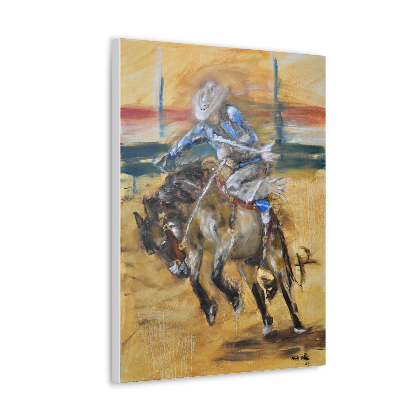 Rodeo Bronc Rider Lakeside San Diego Cowboy Wall Art Canvas Gallery Wraps