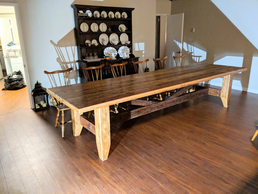 12 foot Dining Table Natural Color 100% Reclaimed Wood