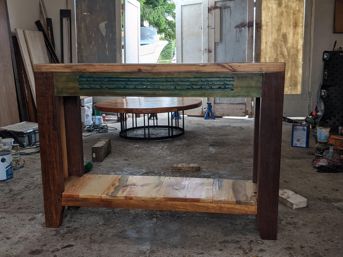 Entry table teal unique design