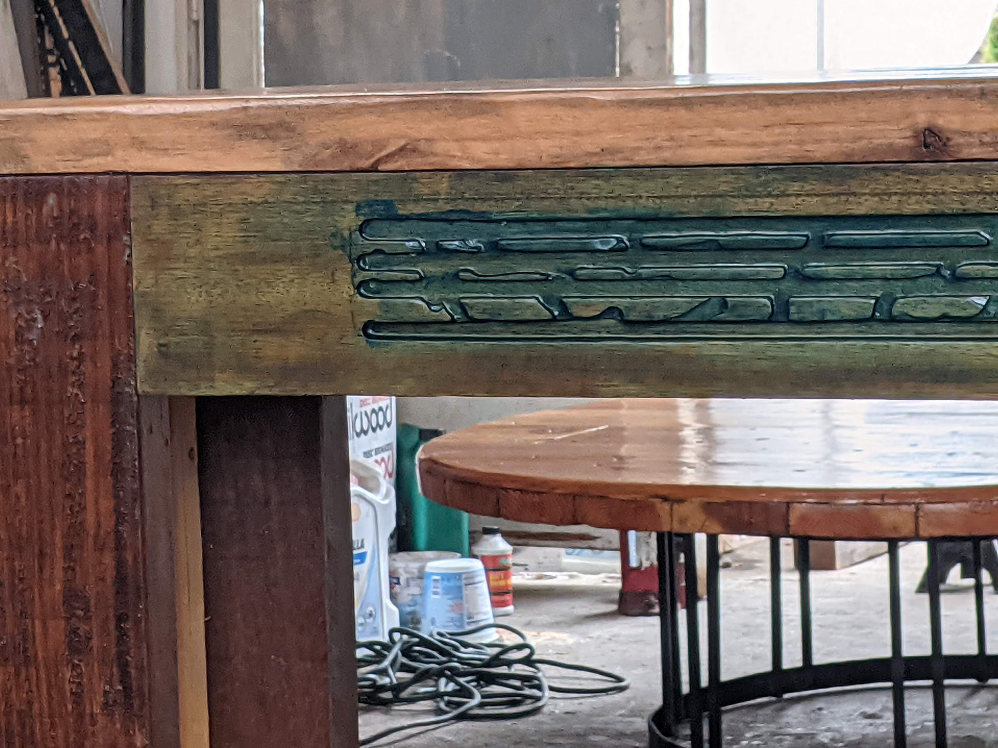 Entry table teal unique design