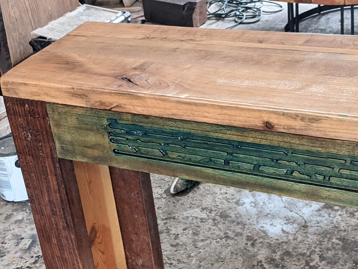 Entry table teal unique design