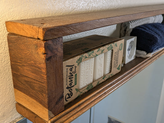 Rustic Recycled Reclaimed wood shelf bathroom storage USA